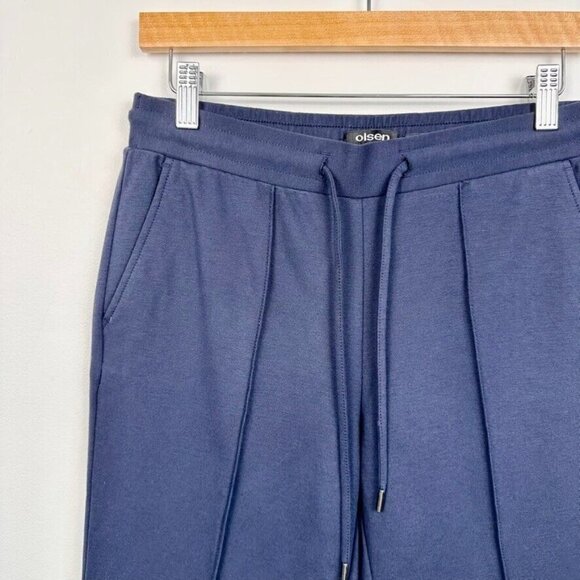 Olsen Womens Lisa Straight Leg Pants Size S Neo Bohemian Navy Blue Comfort NWT - Picture 2 of 13